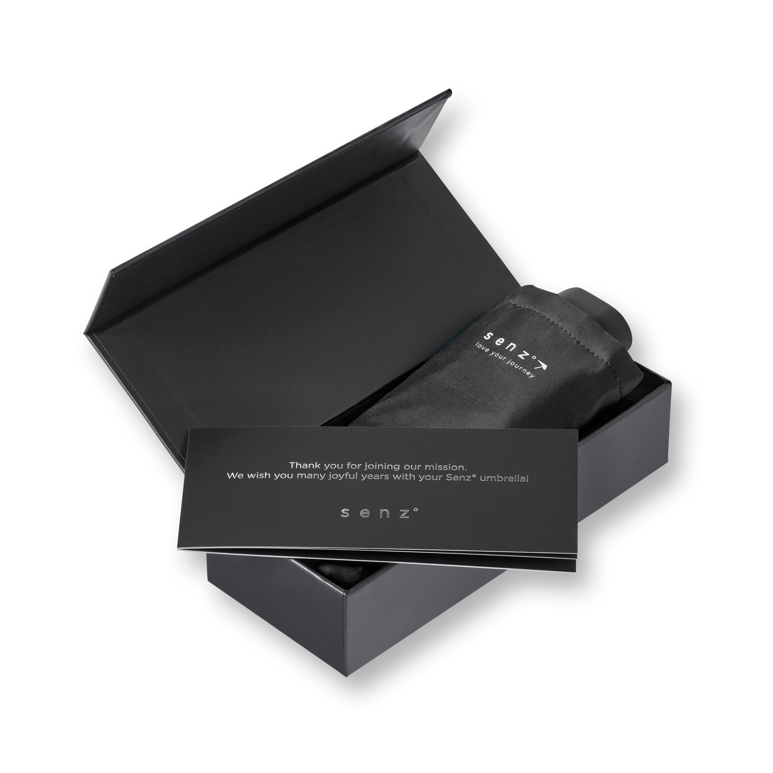 Senz Micro Foldable Storm Umbrella, Pure Black