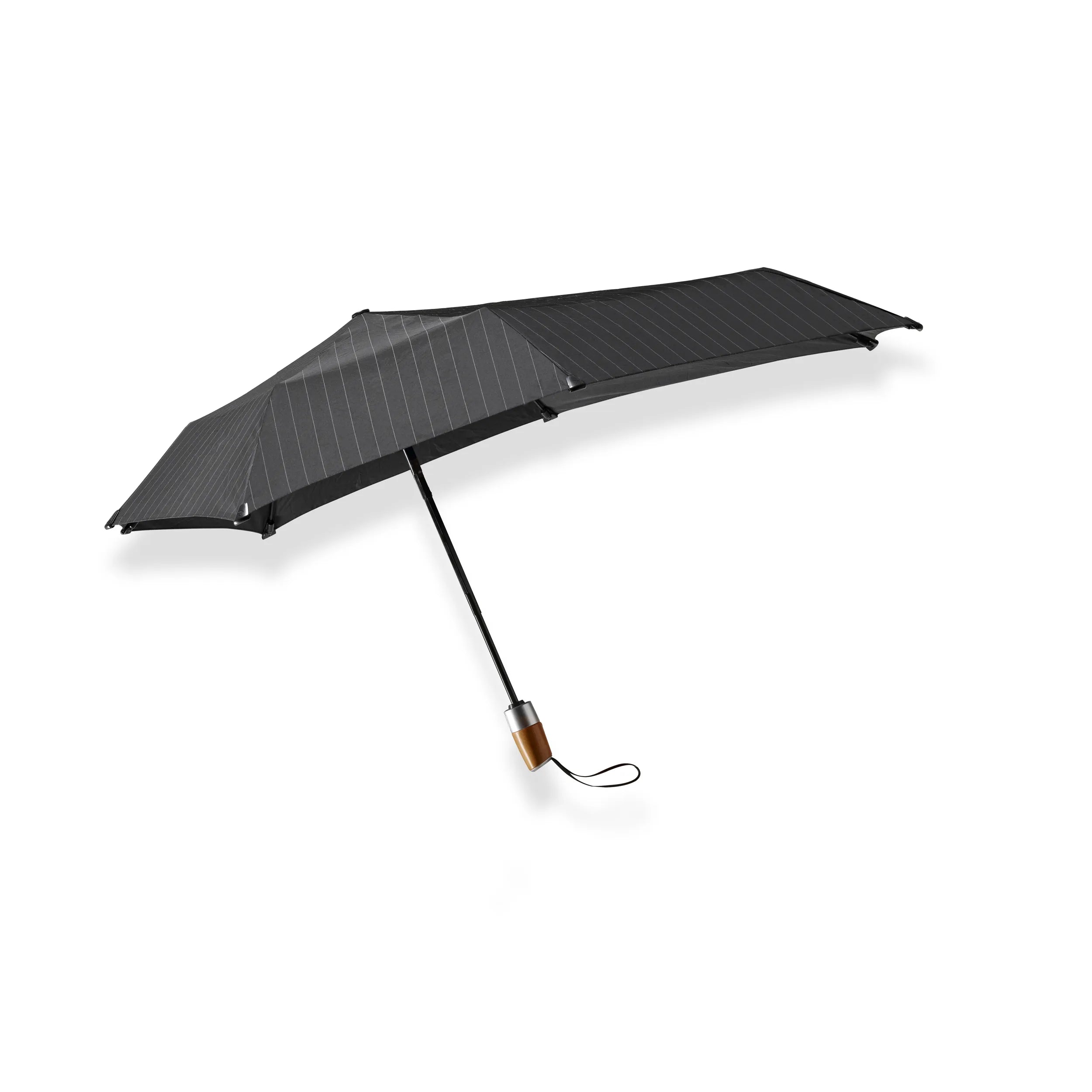 Senz Mini Automatic Deluxe Foldable Storm Umbrella, Pin Stripes Black