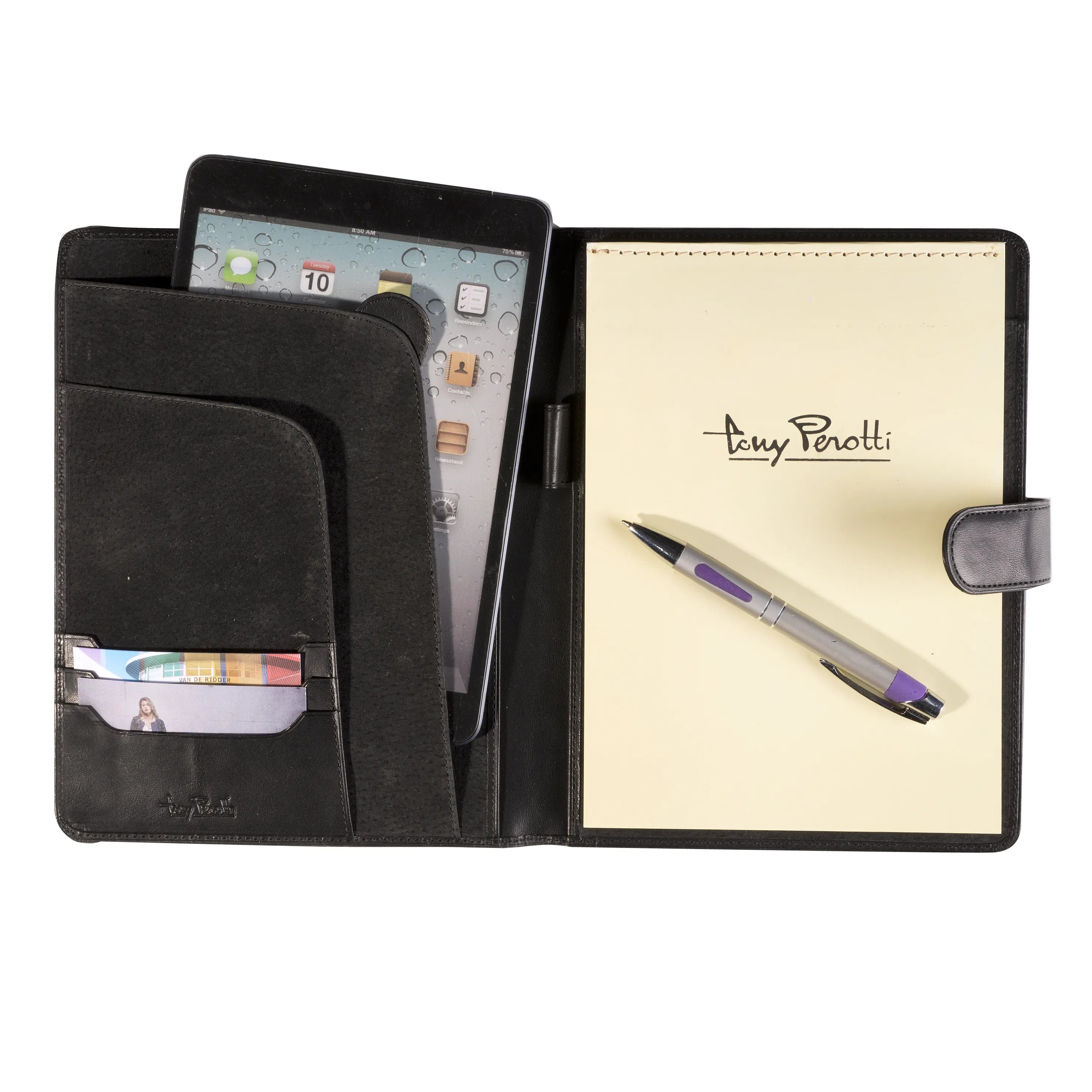 Tony Perotti A5 Folder Standard with Tablet Pocket, Black