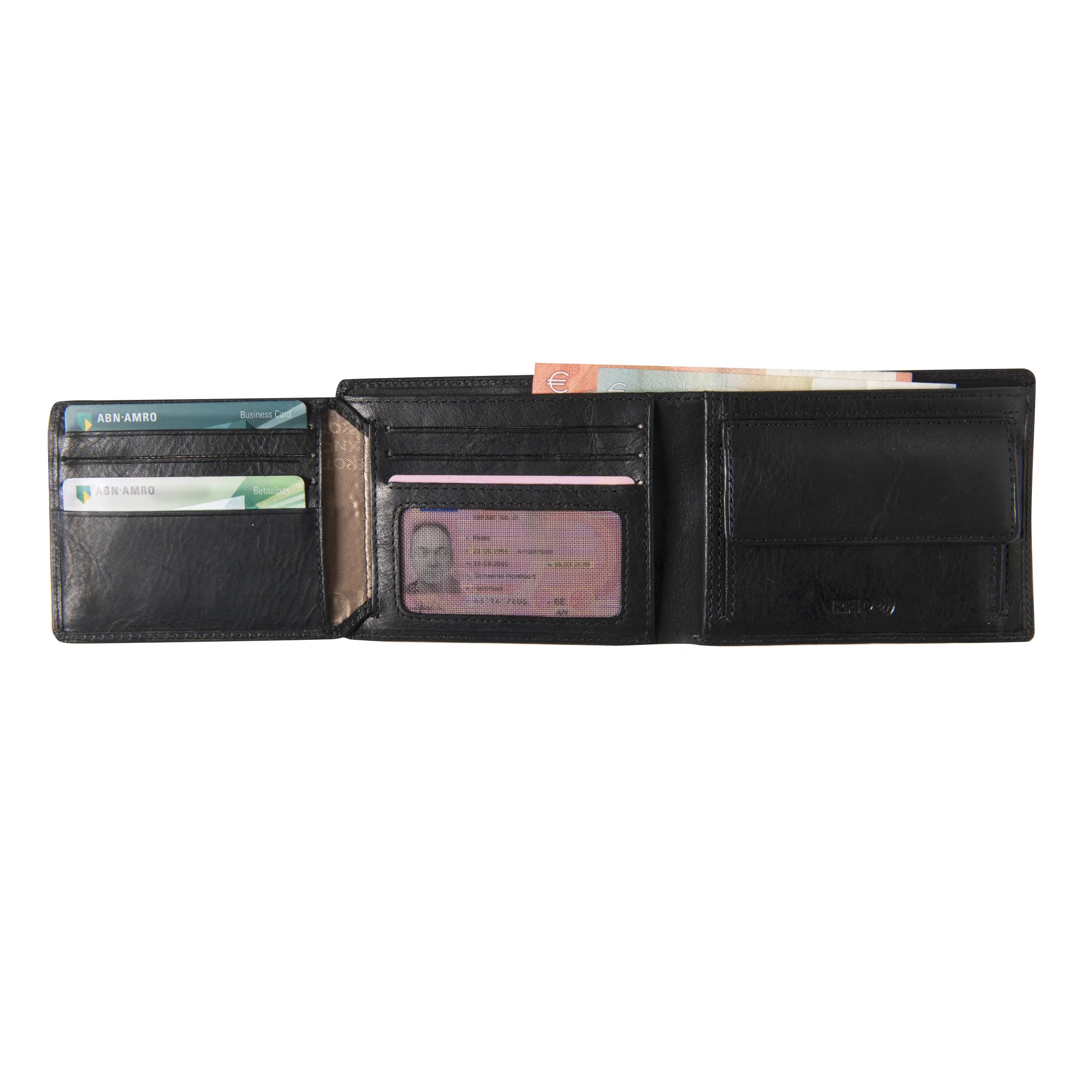 Tony Perotti Billfold Large with Coin Pocket and Extra Card Slot, Black