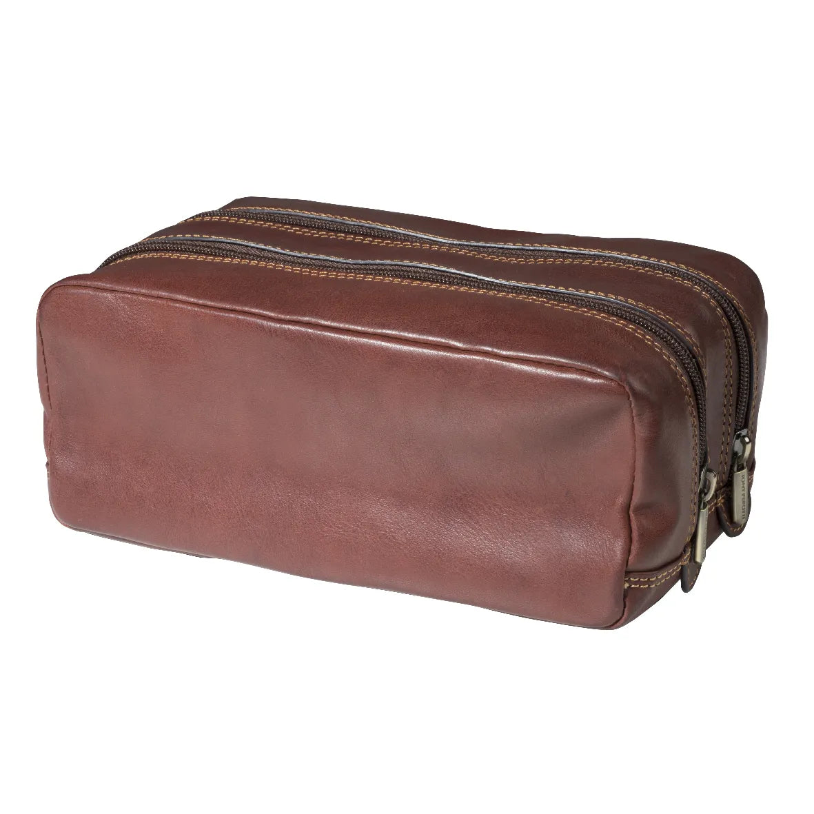 Tony Perotti Toilet Bag, 2 Compartment, Dark Brown