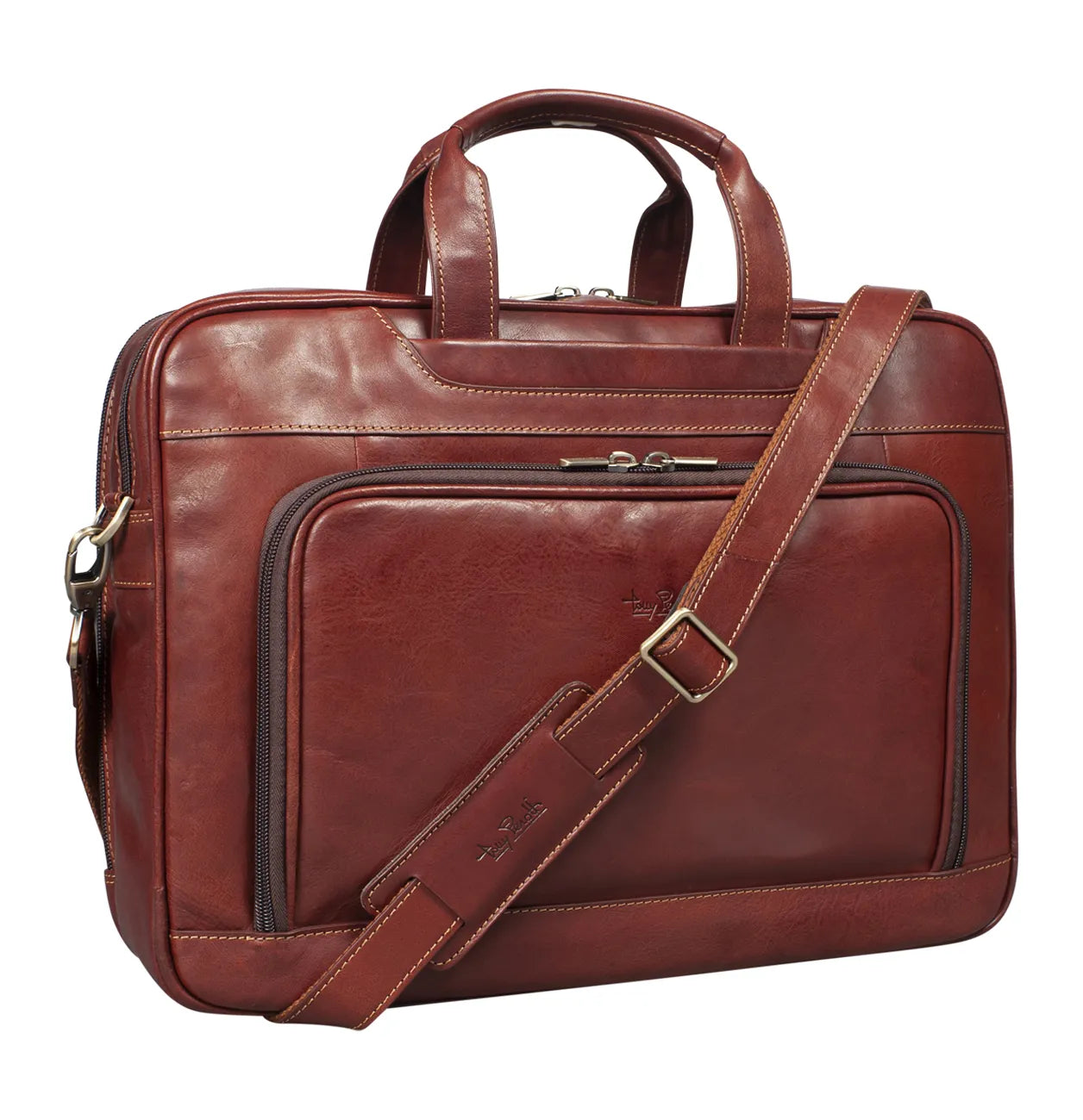 Tony Perotti 2 Compartment Laptop Briefcase 42 cm, Dark Brown