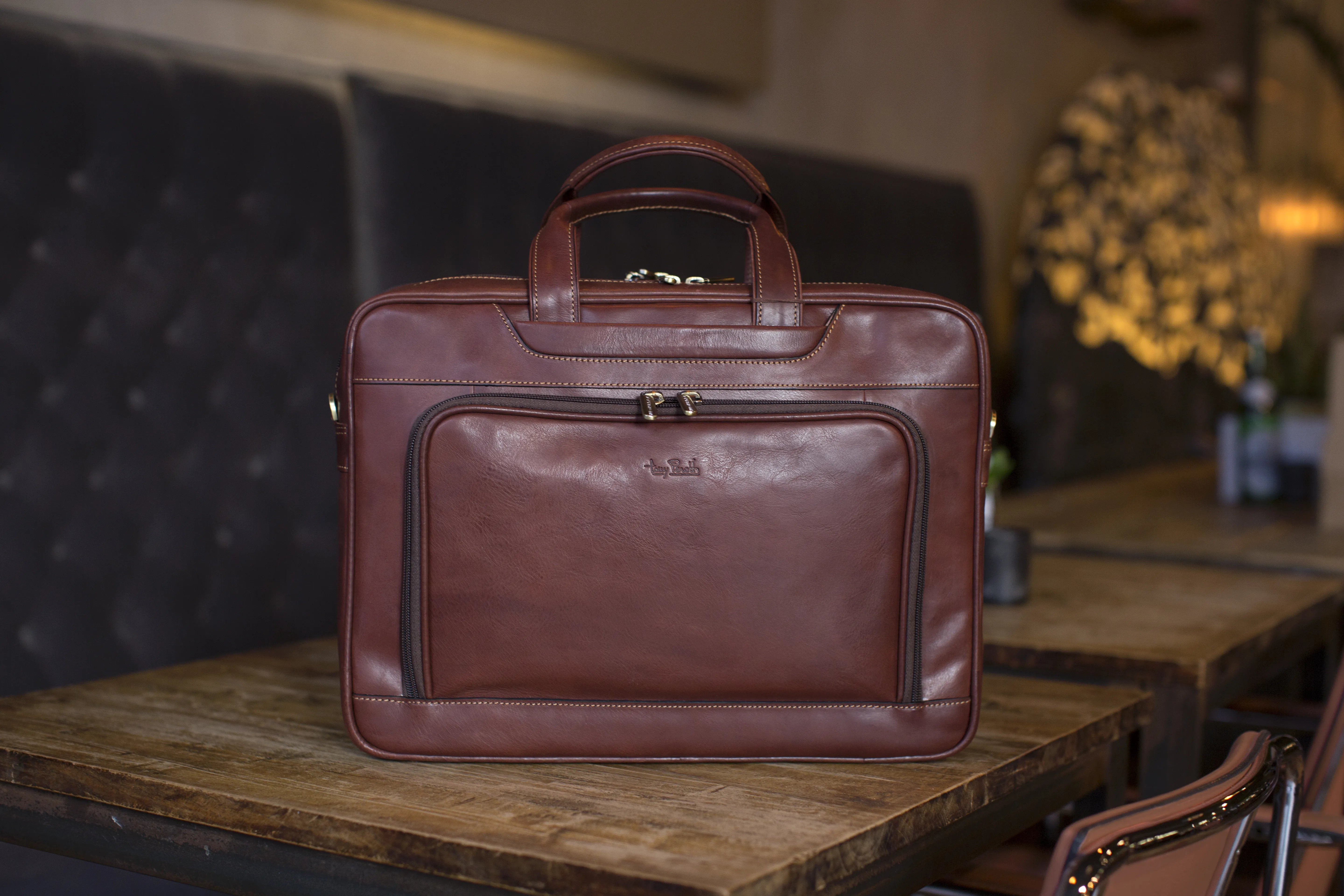 Tony Perotti 2 Compartment Laptop Briefcase 42 cm, Dark Brown