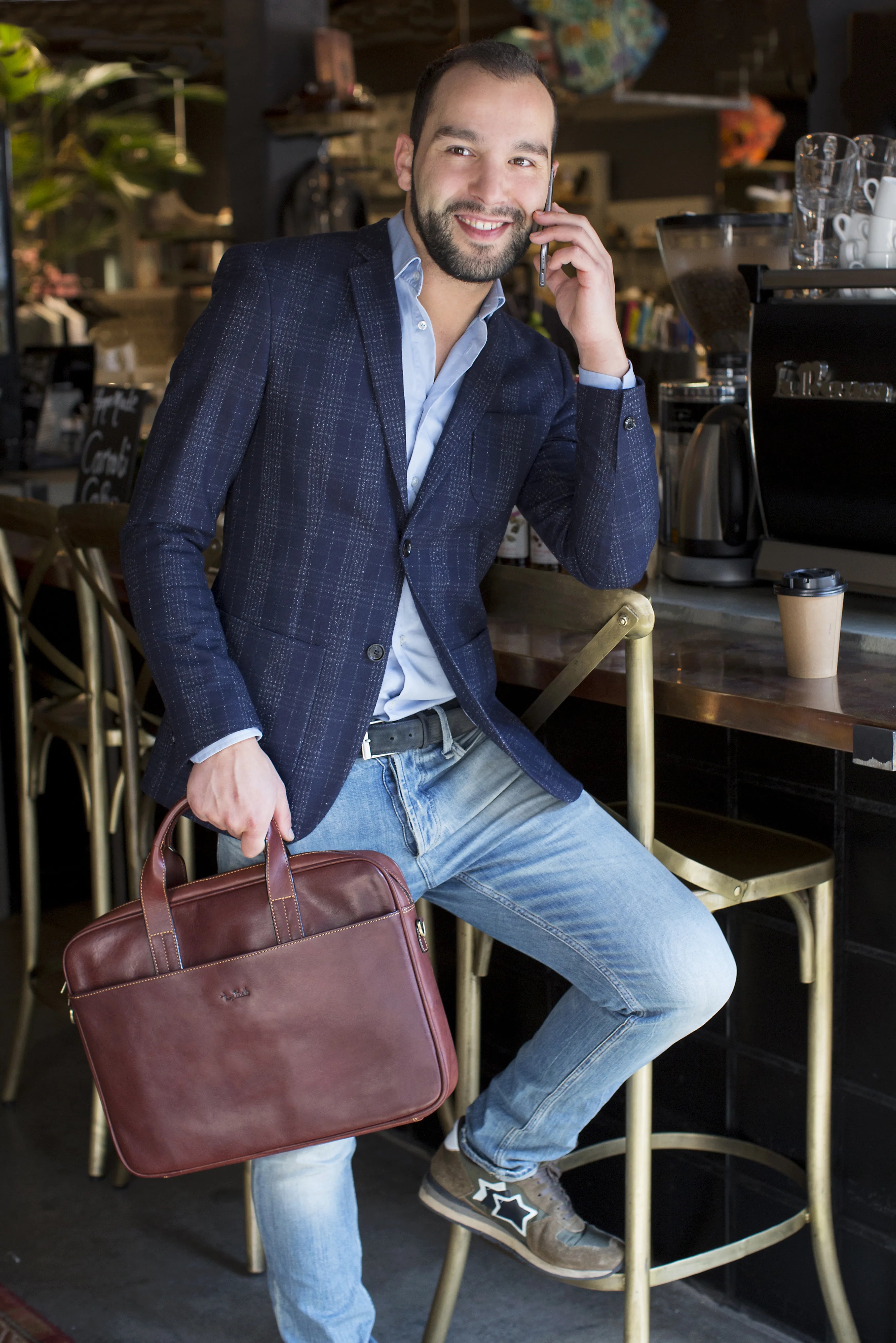 Tony Perotti 1 Compartment Laptop Bag, Dark Brown