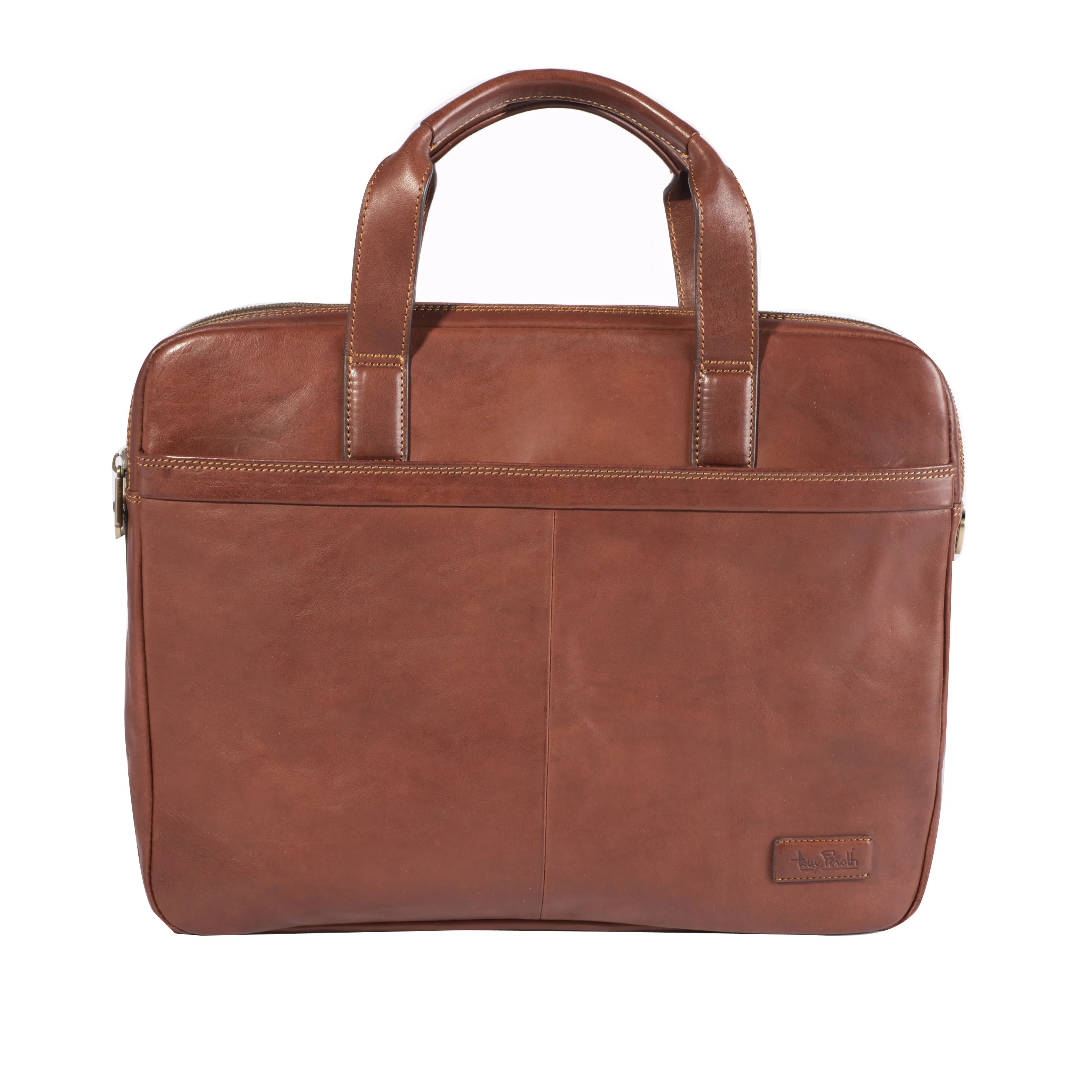 Tony Perotti 2 Compartment Laptop Briefcase, Dark Brown