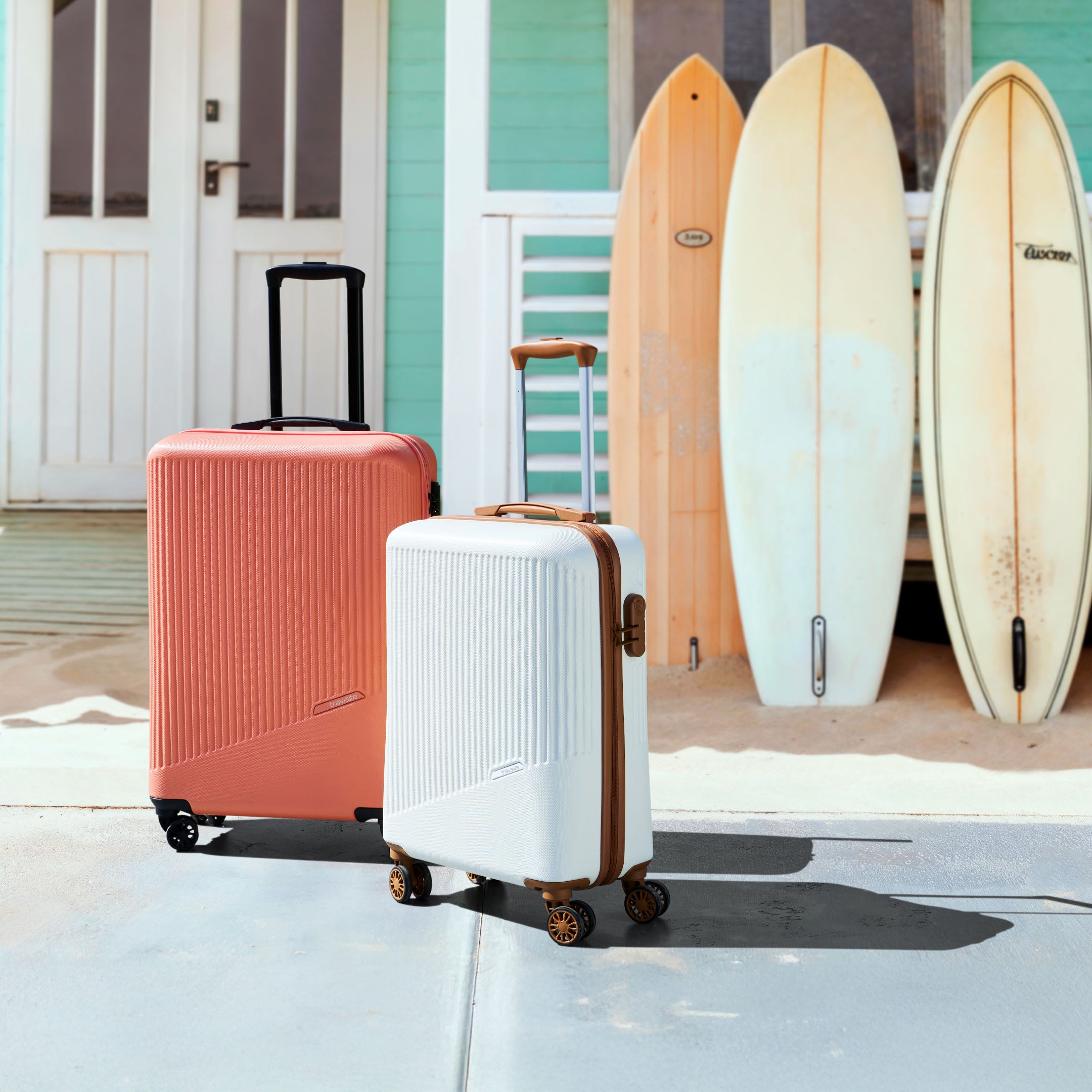 Travelite Bali Trolley Set 55 cm + 67 cm + 77 cm, White/Cognac