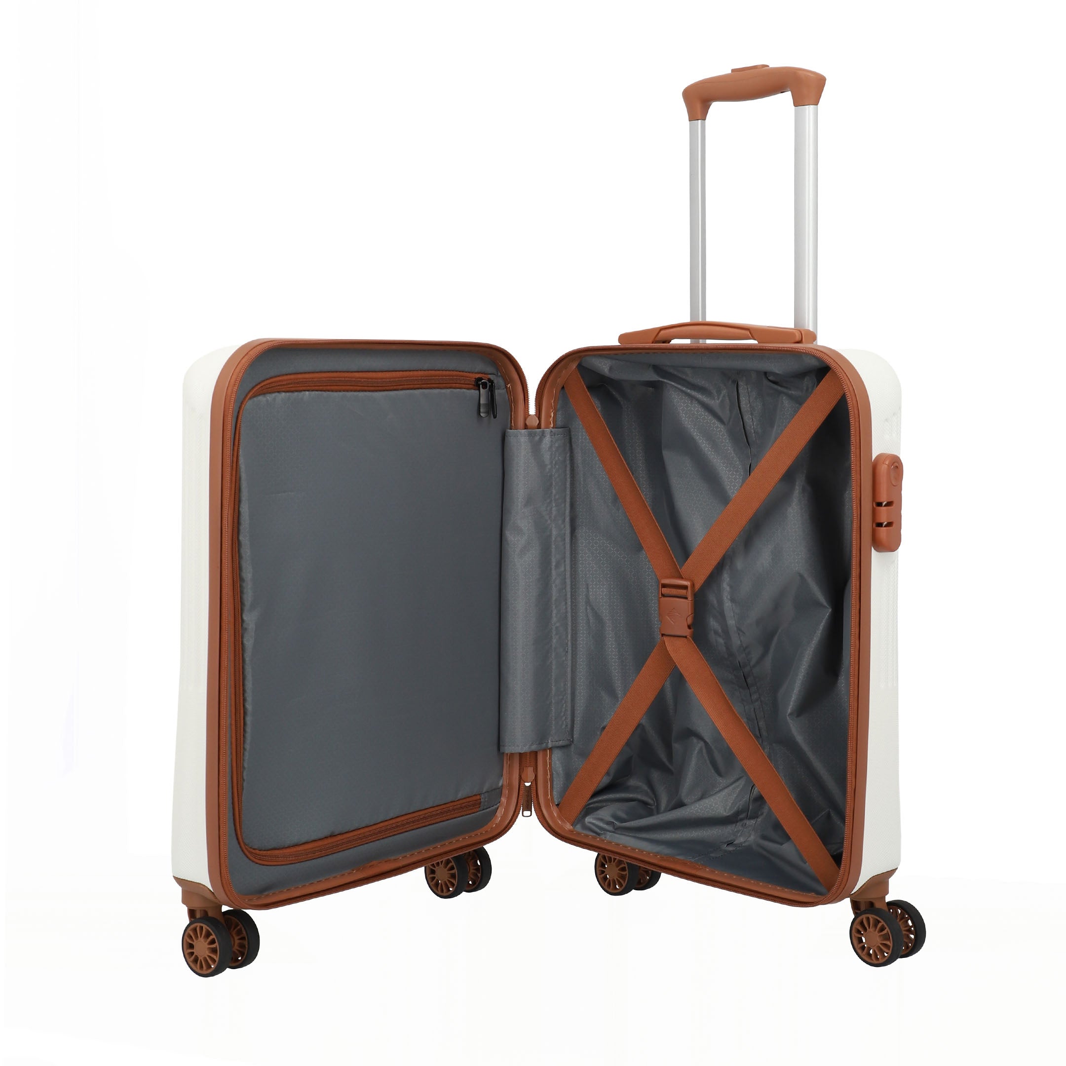 Travelite Bali Trolley Set 55 cm + 67 cm + 77 cm, White/Cognac