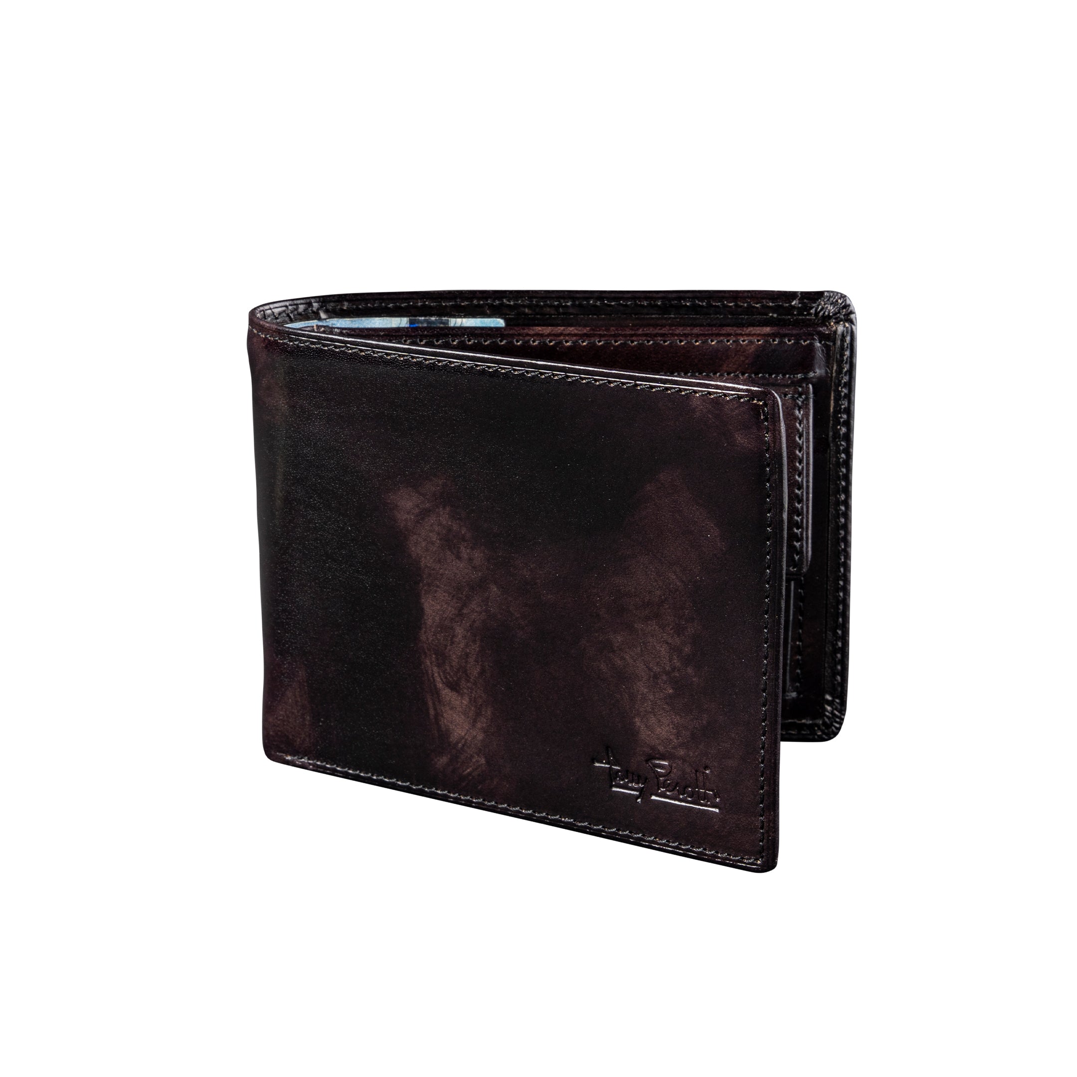 Tony Perotti Billfold Van Gogh Large with Coin Pocket and Extra Card Slot, Black