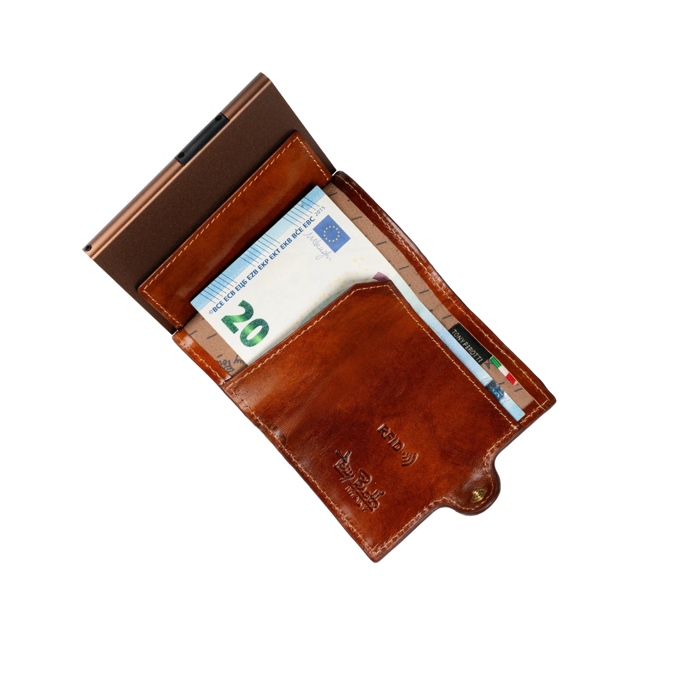 Tony Perotti Furbo Cardholder Van Gogh for AirTag w/ Banknote Pocket, Cognac