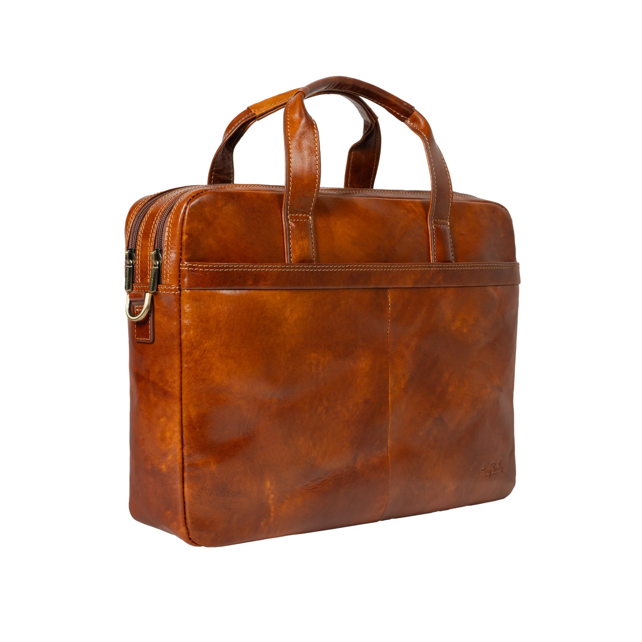 Tony Perotti 2 compartment Laptop Briefcase Van Gogh, Cognac
