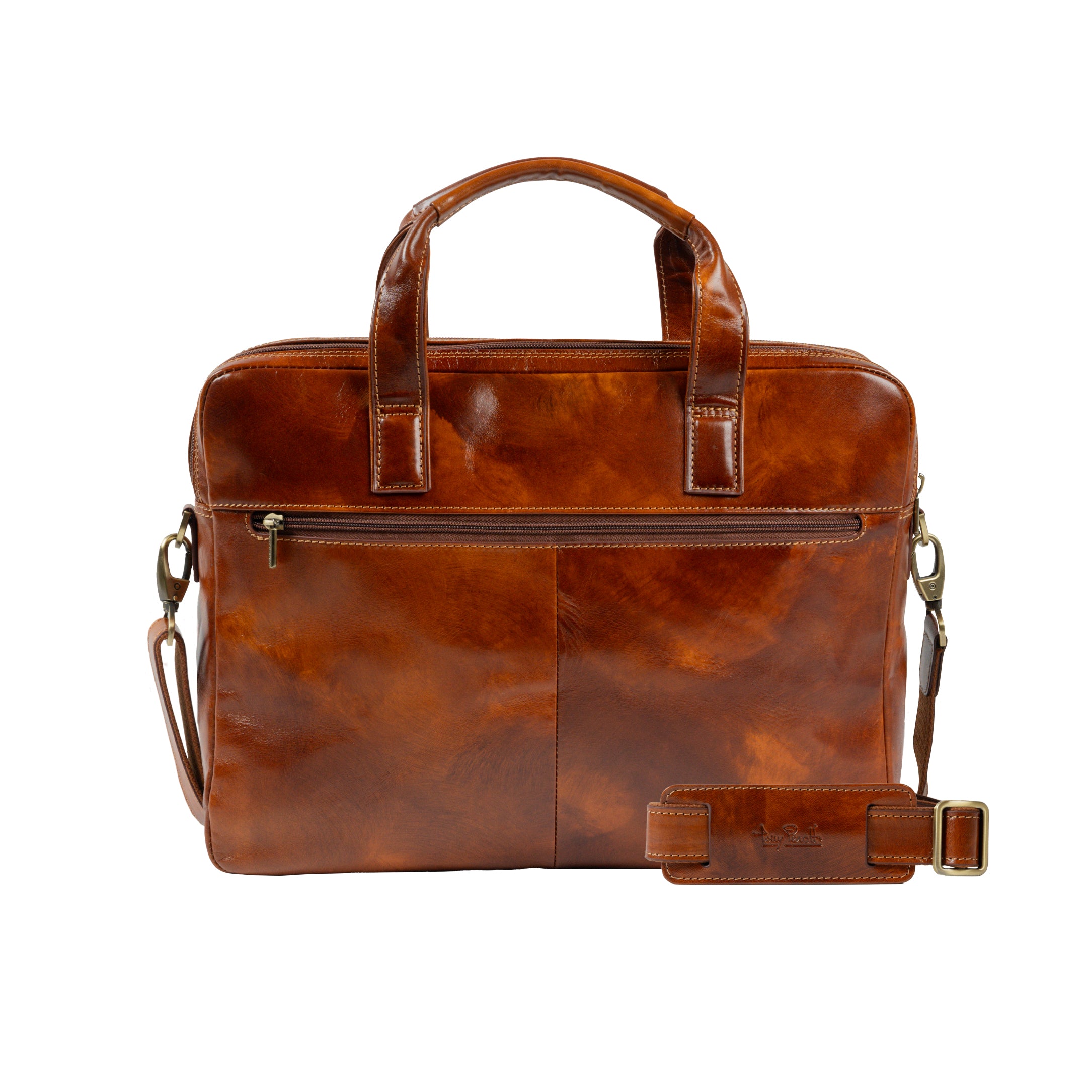 Tony Perotti 2 compartment Laptop Briefcase Van Gogh, Cognac