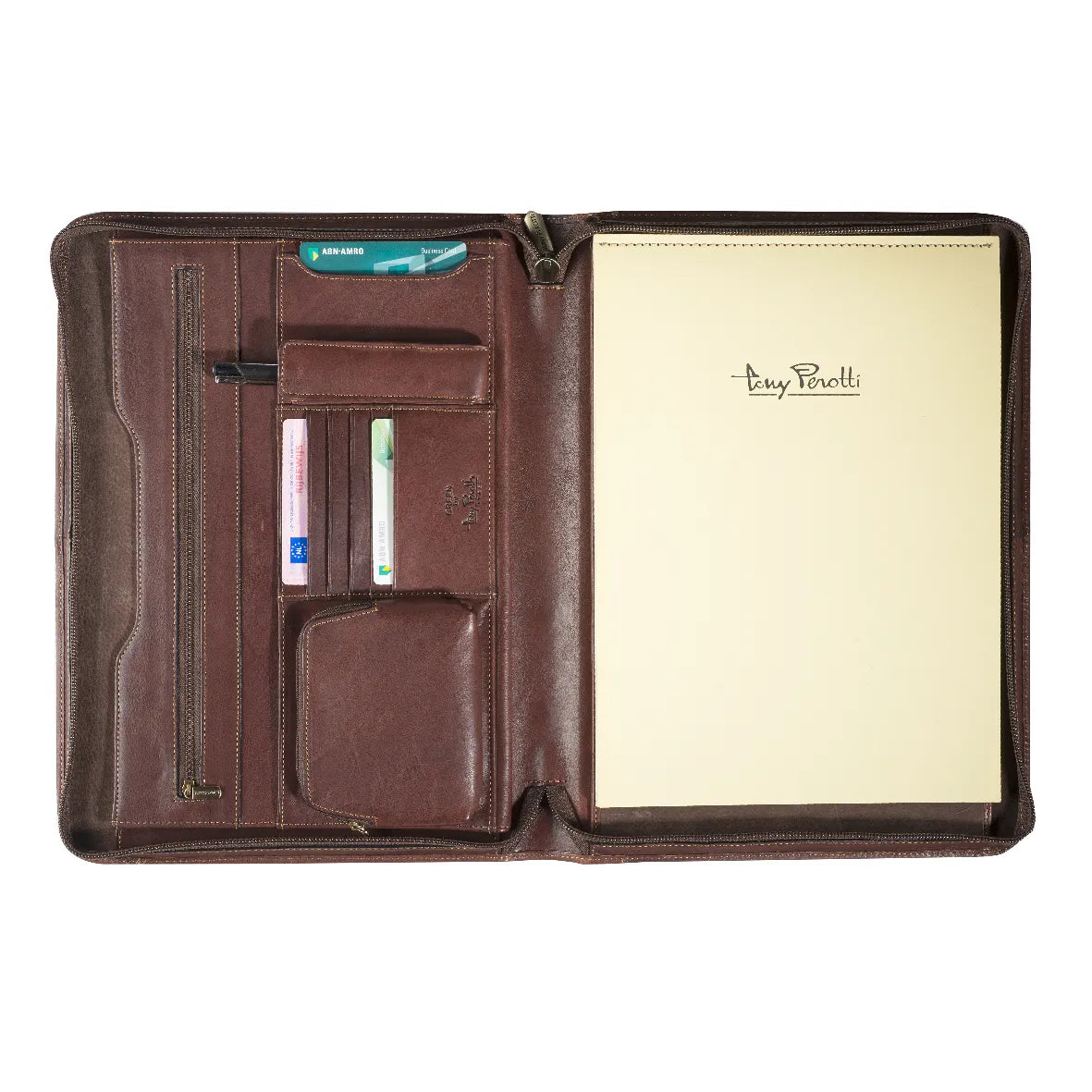 Tony Perotti A4 Folder with Zipper, Dark Brown