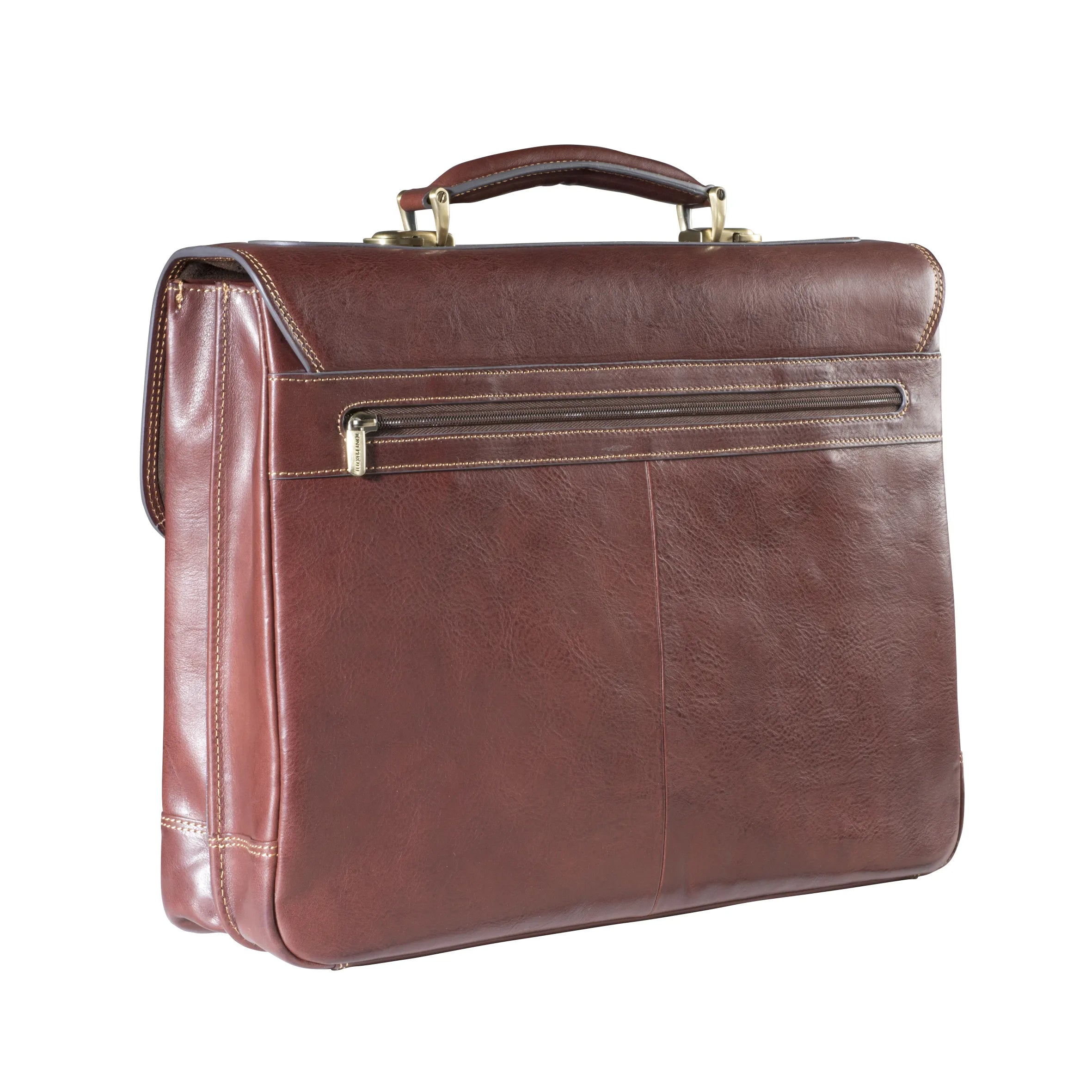 Tony Perotti 2 Compartment Laptop Bag with Flap and Key Lock, Dark Brown