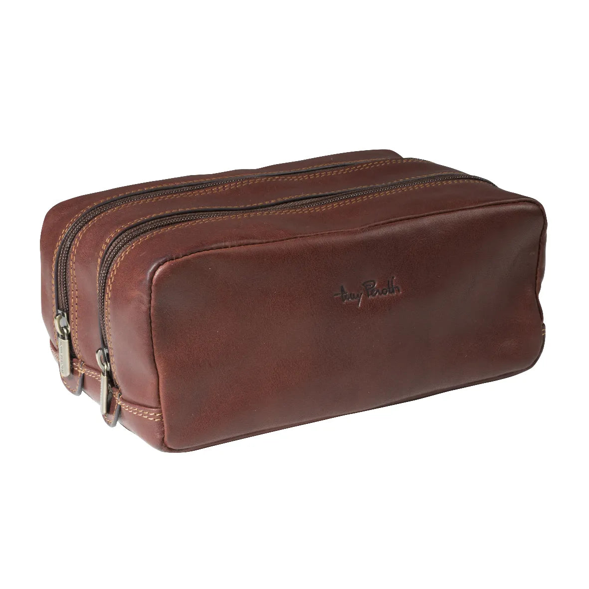 Tony Perotti Toilet Bag, 2 Compartment, Dark Brown