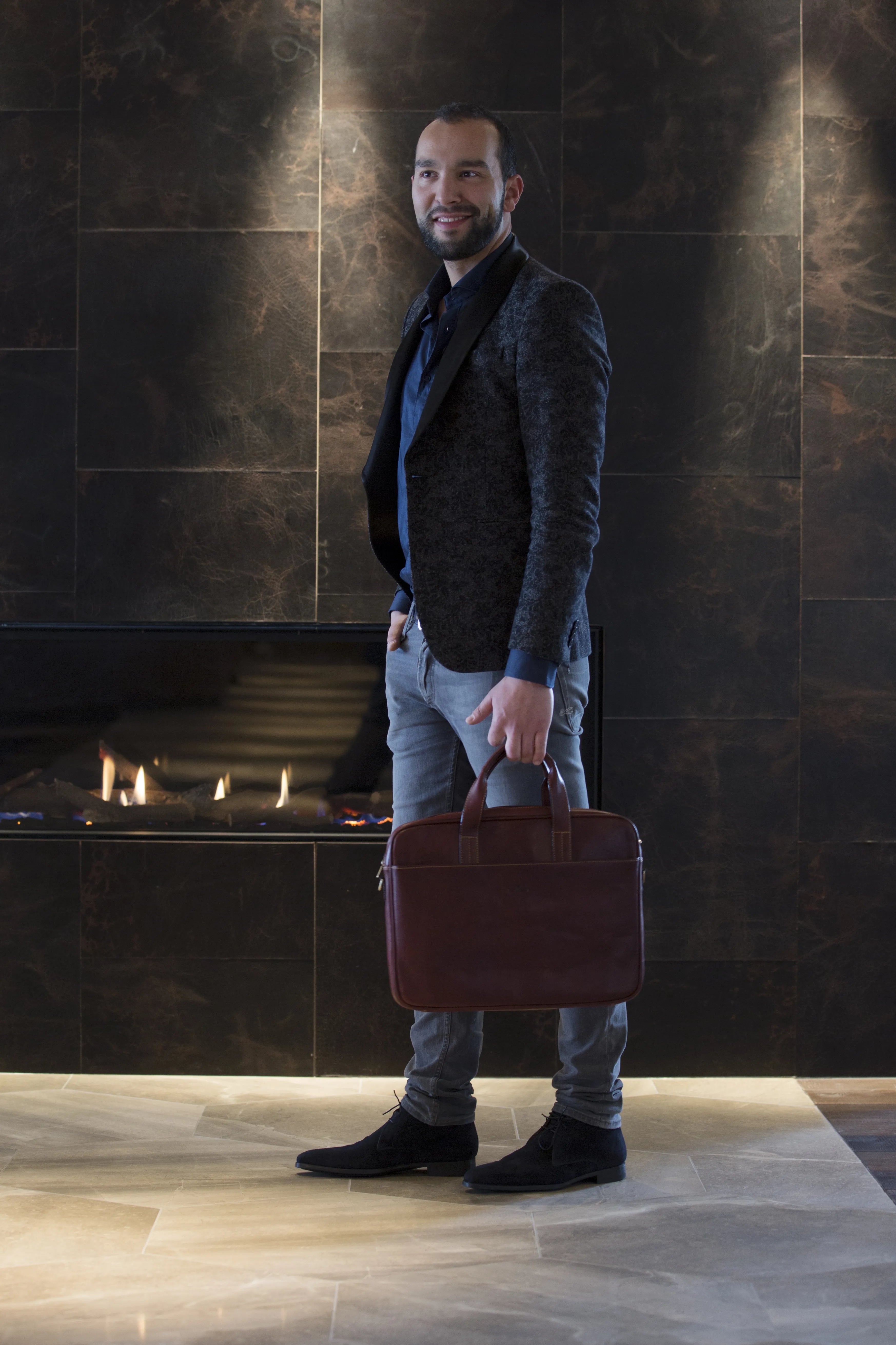 Tony Perotti 1 Compartment Laptop Bag, Dark Brown