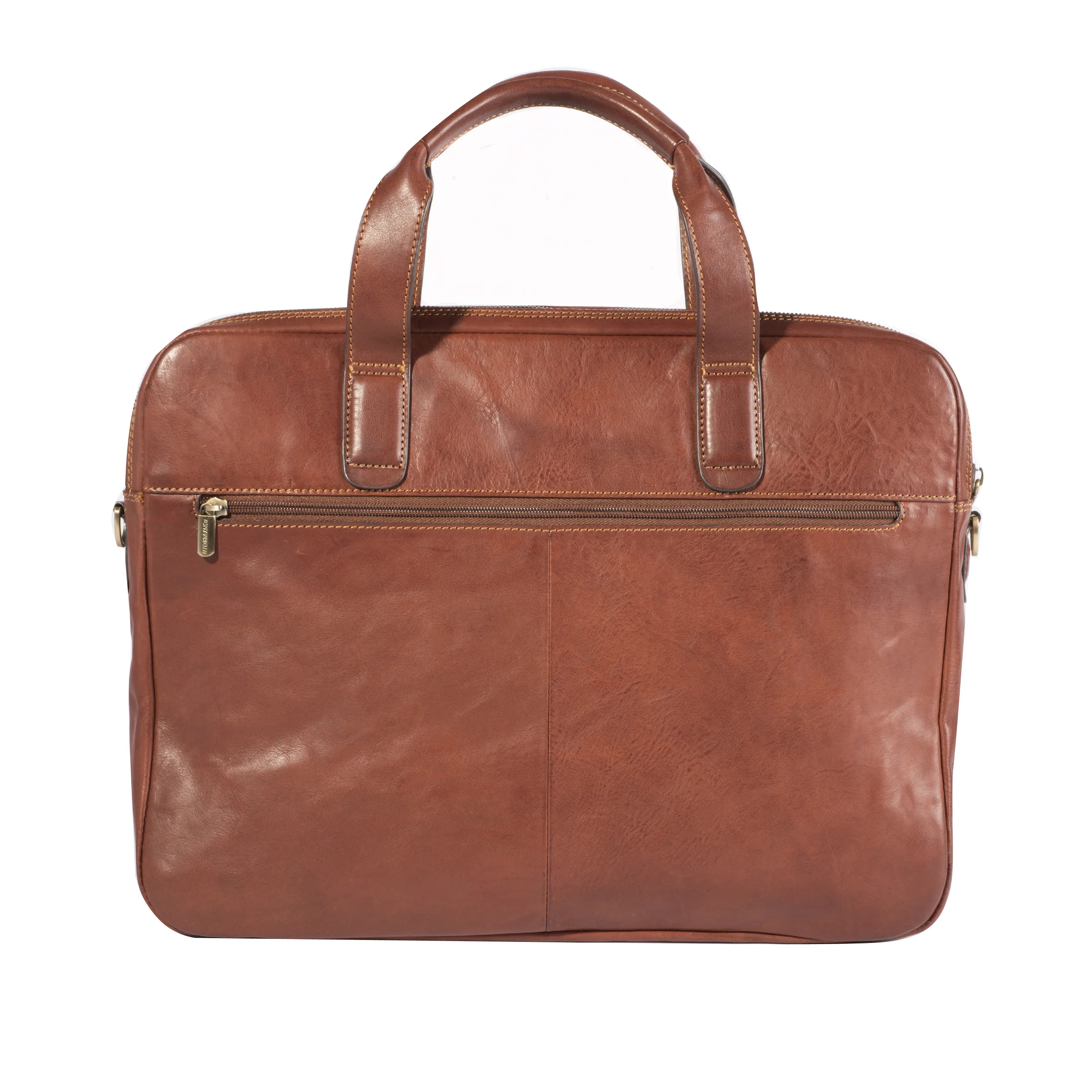 Tony Perotti 2 Compartment Laptop Briefcase, Dark Brown