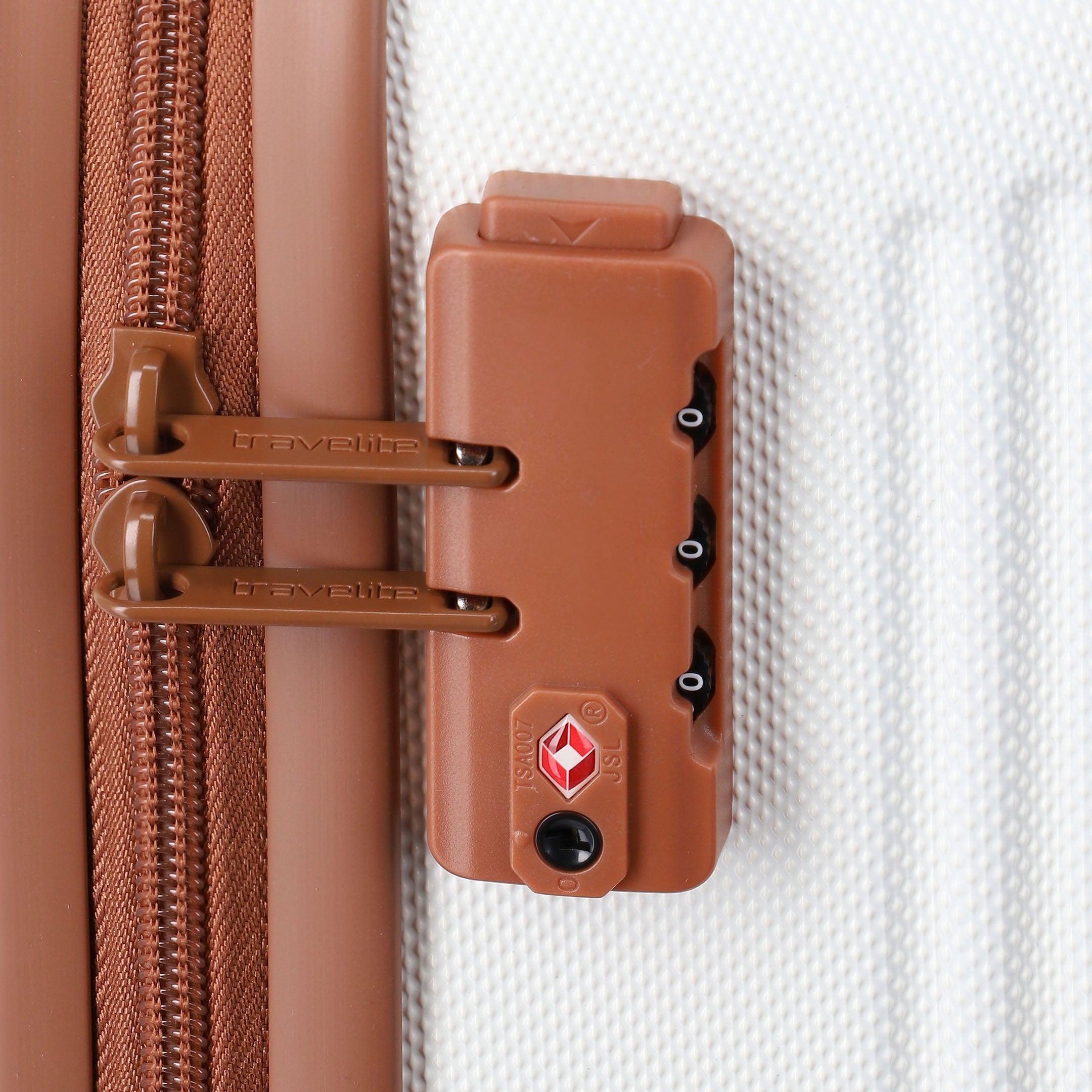 Travelite Bali Trolley Set 55 cm + 67 cm + 77 cm, White/Cognac