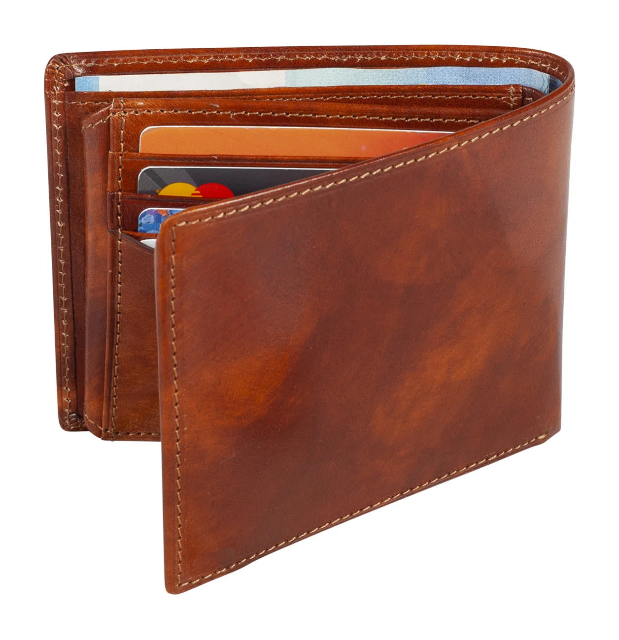Tony Perotti Billfold Van Gogh Large with Coin Pocket and Extra Card Slot, Cognac