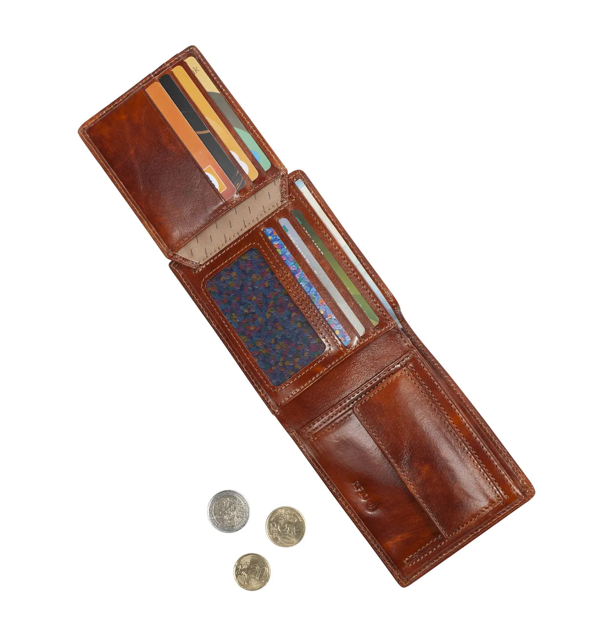 Tony Perotti Billfold Van Gogh Large with Coin Pocket and Extra Card Slot, Cognac