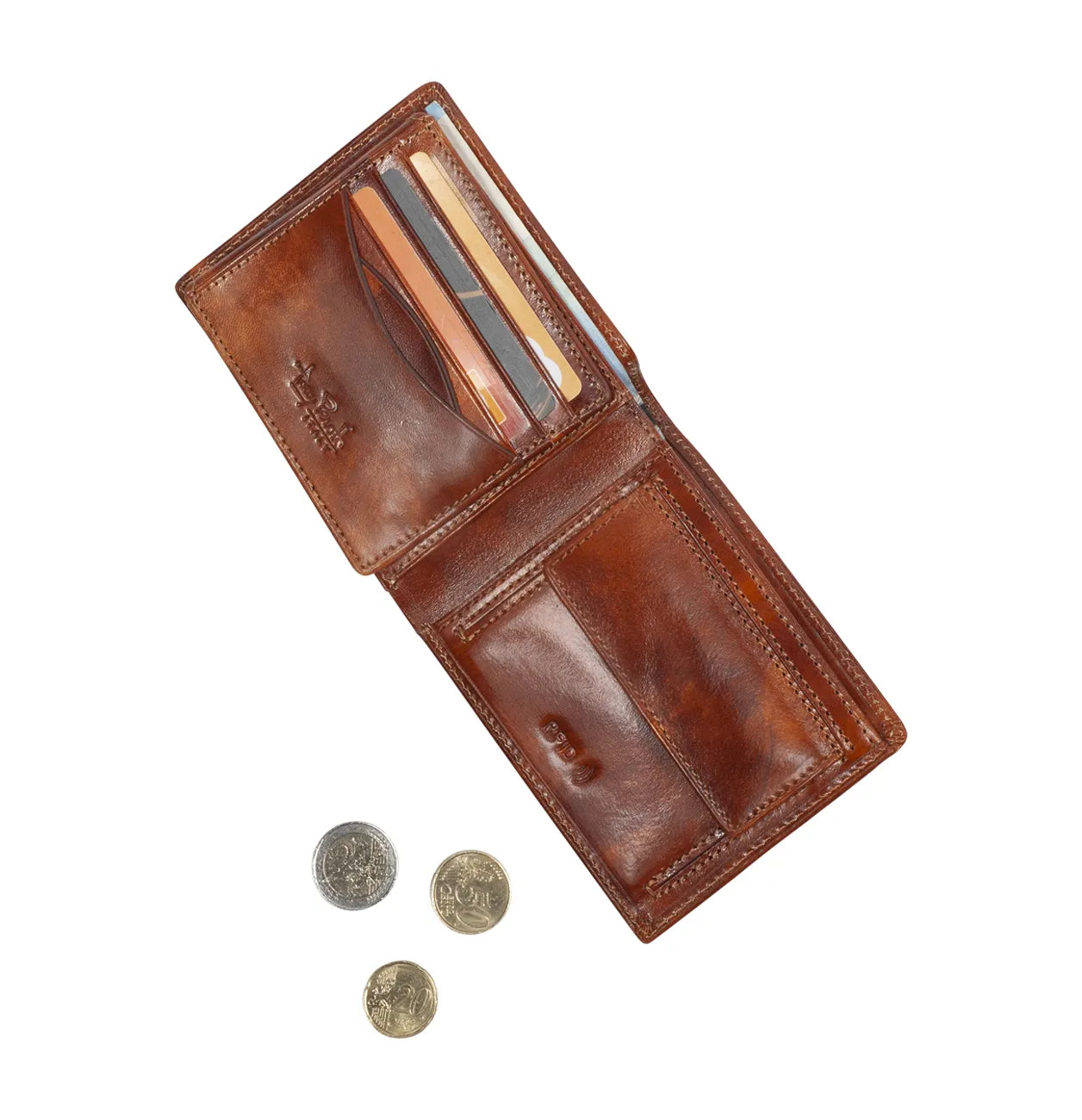 Tony Perotti Billfold Van Gogh Large with Coin Pocket and Extra Card Slot, Cognac