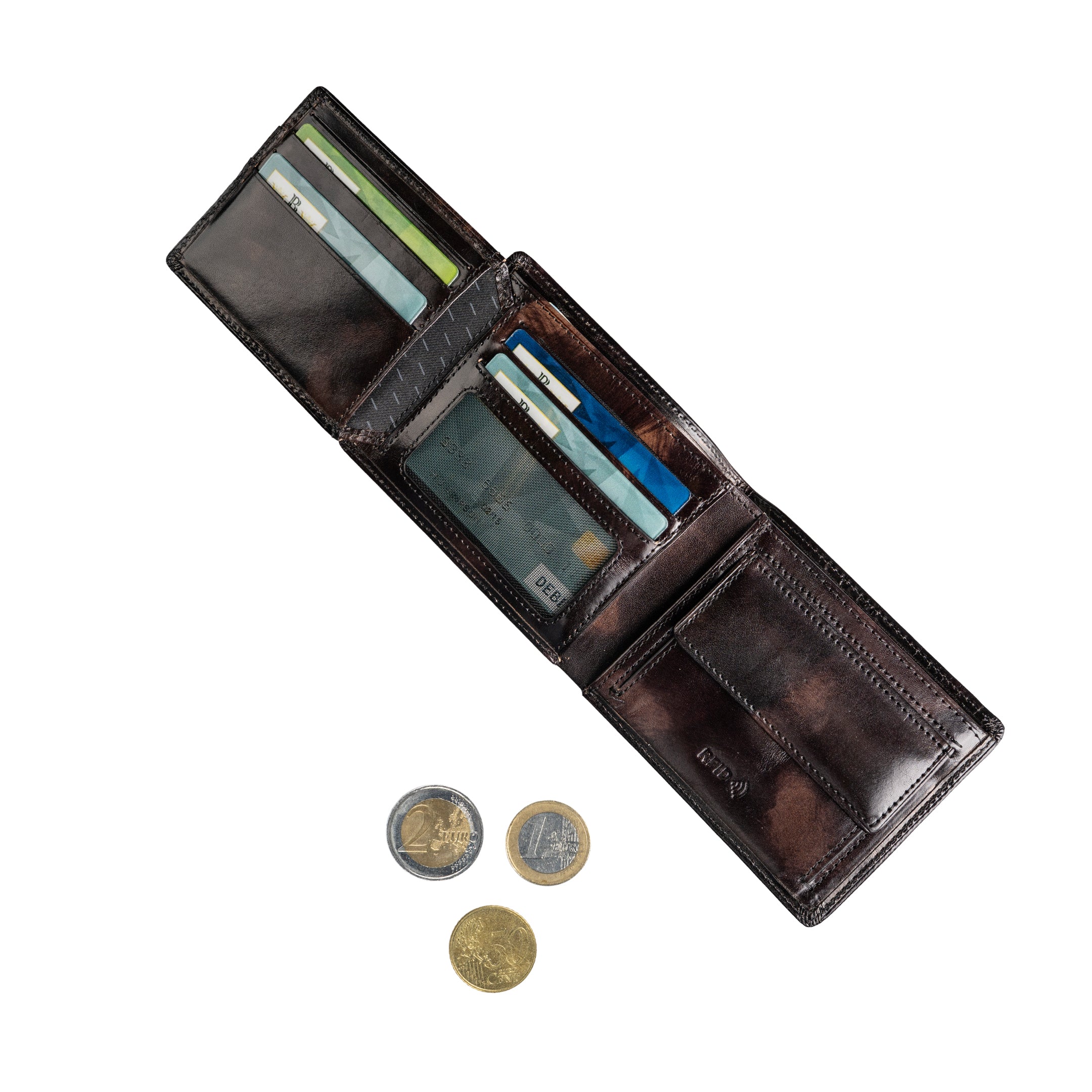 Tony Perotti Billfold Van Gogh Large with Coin Pocket and Extra Card Slot, Black