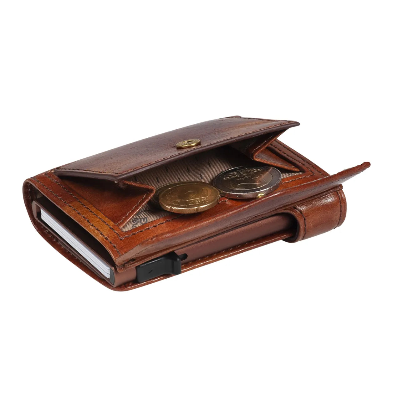 Tony Perotti Furbo Van Gogh Cardholder with Banknote and Coin Pocket, Cognac