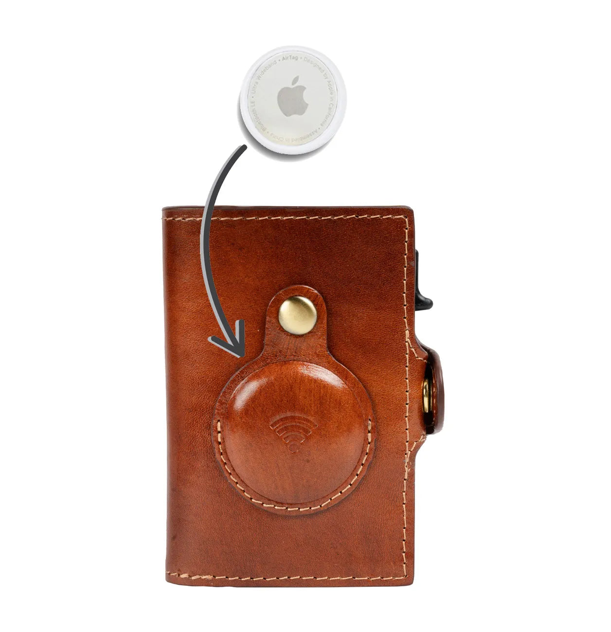 Tony Perotti Furbo Cardholder Van Gogh for AirTag w/ Banknote Pocket, Cognac