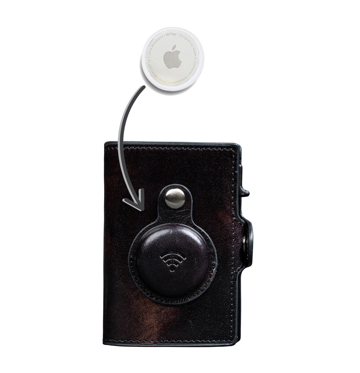 Tony Perotti Furbo Cardholder Van Gogh for AirTag with Banknote Pocket, Black